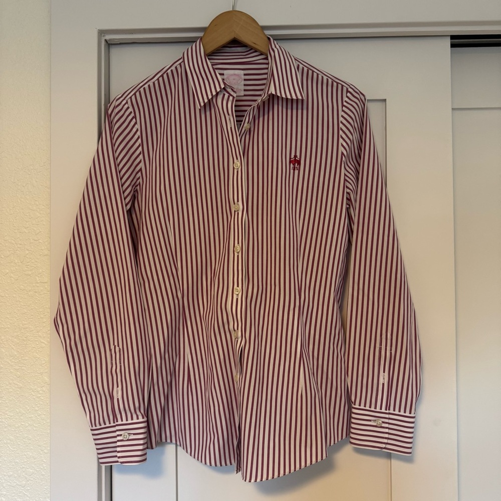 Brooks Brothers Red and White Striped Button Down Shirt